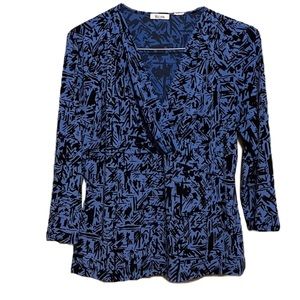 Women’s LIZ & CO. Surplice Neckline, Top, light Dodger Blue, Size Medium